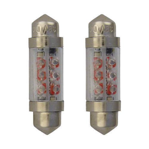 [201F3632VR] SV8.5 Festoon Lamps Short | 4 LEDs Red | Set of 2 Pieces