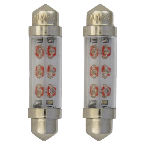 [593537904] SV8.5 Festoon Lamps Long | 6 LEDs Red | Set of 2 Pieces