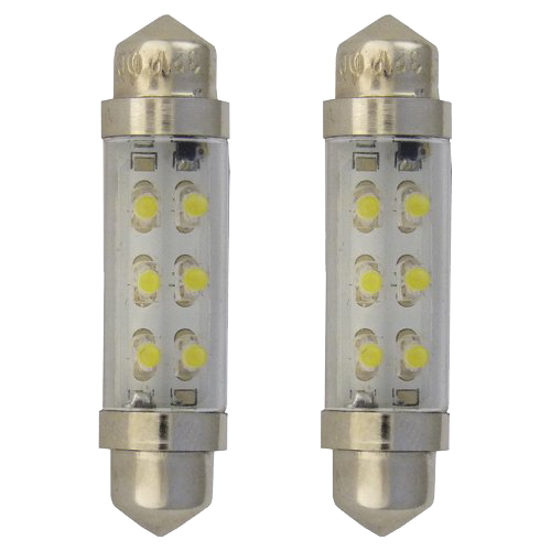 [201F4332VW] SV8.5 Festoon Lamps Long | 6 LEDs White | Set of 2 Pieces