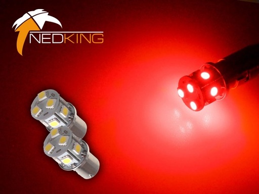 [2607015RO] BA15s Lights with 9 SMD LEDs Red | Set of 2 Pieces